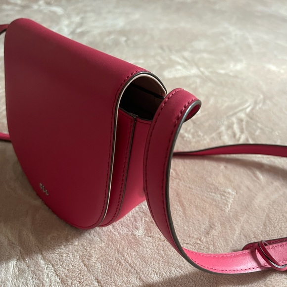 Ralph Lauren Womens Leather Dark Pink Boho Shoulder Crossbody Bag New - Picture 6 of 6